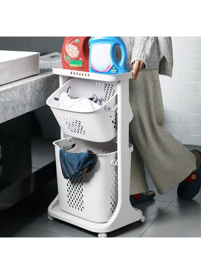 DubaiGallery High-Capacity 2-Tier Rolling Laundry Sorter with Sturdy Plastic Frame, Easy-Lift Detachable Baskets, Airflow Ventilation, and Flexible Mobility for Organizing Dirty Clothes, Towels, Toys, Groceries, and Daily Essentials - Image 4