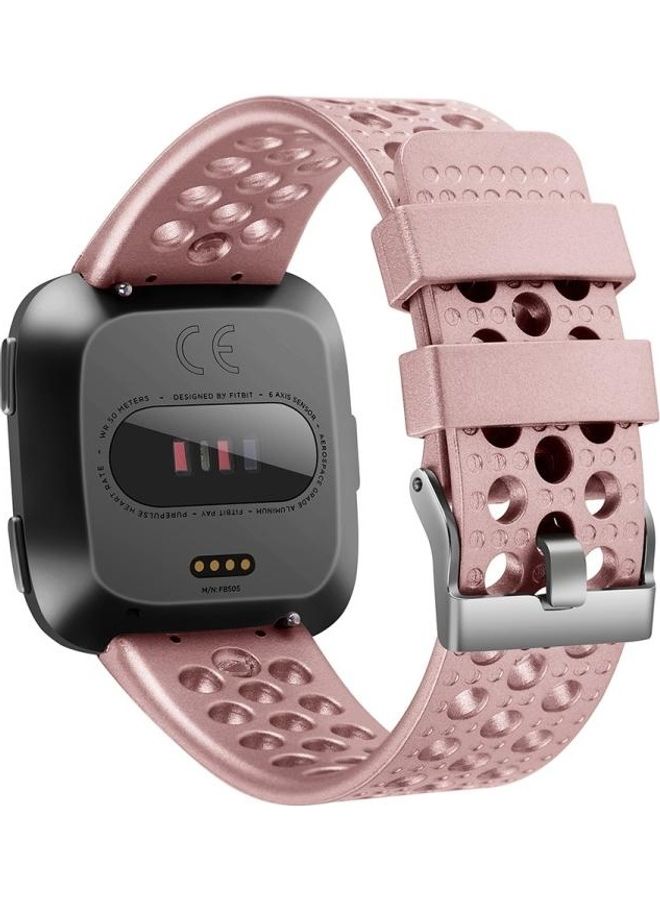 NIBEMINENT Breathable Metal Watch Band For Fitbit Versa Rose Gold