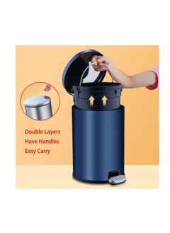Generic Stainless Steel Double Layer Dustbin with Pedal and Lid For Bathroom Kitchen,Silent Lidded Trash Bin,Fingerprint-Proof Modern Garbage Can,Round Bucket with Handle for Home Office (Grey, 12L)  - Image 5