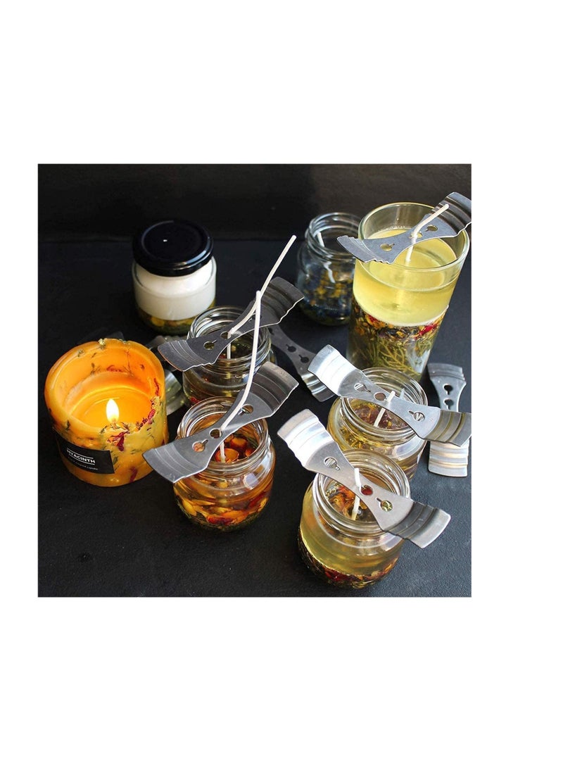 NIBEMINENT Metal Candle Wick Centering Devices Stainless Steel Core Holder for DIY Making, Clip Device Silver  - Image 3
