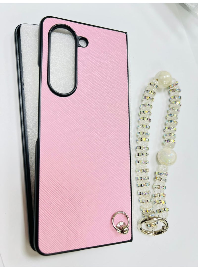 فيسوس متوافق مع هاتف Samsung Galaxy Z Fold5 5G 2022، جراب واقٍ جلدي فاخر للأعمال لهاتف Samsung Galaxy Z Fold5 باللون الوردي الفاتح - Image 3