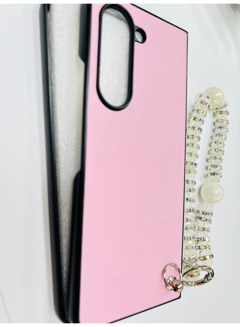 فيسوس متوافق مع هاتف Samsung Galaxy Z Fold5 5G 2022، جراب واقٍ جلدي فاخر للأعمال لهاتف Samsung Galaxy Z Fold5 باللون الوردي الفاتح - Image 2