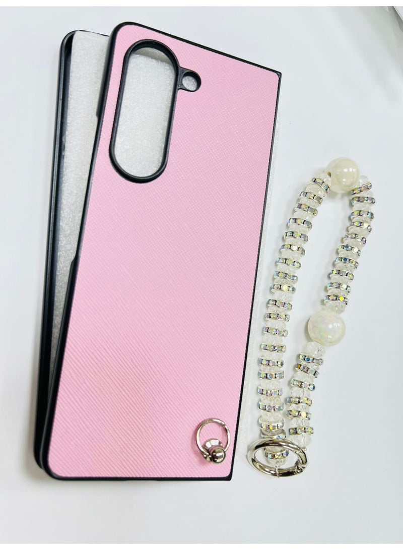 فيسوس متوافق مع هاتف Samsung Galaxy Z Fold5 5G 2022، جراب واقٍ جلدي فاخر للأعمال لهاتف Samsung Galaxy Z Fold5 باللون الوردي الفاتح - Image 1