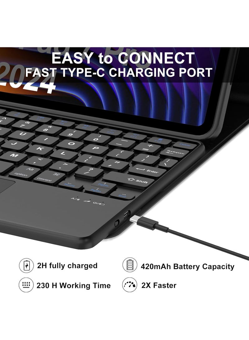 Mi Pad 7 cover with keyboard Keyboard Case for Xiaomi Pad 7/7 Pro 11.2 inch Magnetic Detachable Trackpad Keyboard Adjustable Stand Lightweight and Portable PU Leather Protective Cover-Black - Image 5