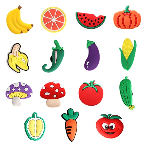 mortd Fruits Shoe Decoration Charms, 30PCS Fruit Vegetables Theme Charms for Shoe Wristband, Cherry Pineapple Eggplant Pepper Shoe Charms for Party Favors Birthday Gifts - Image 3