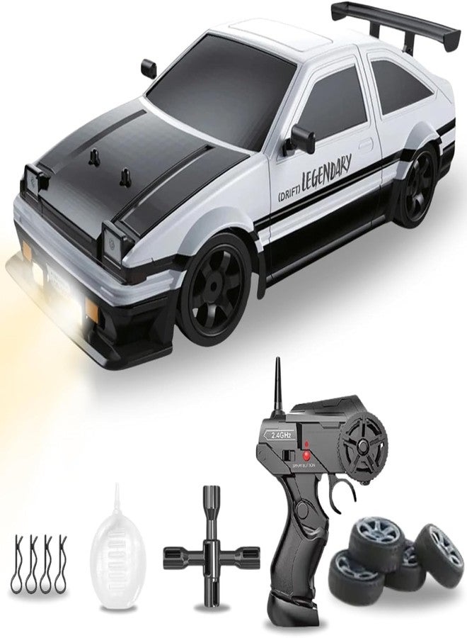 VIKINGS RC Drift Car 1/16 2.4GHz 4WD Remote Control Sport Racing On-Road Vehicle with LED Light, Batteries and Drift Tires (White) - Image 1