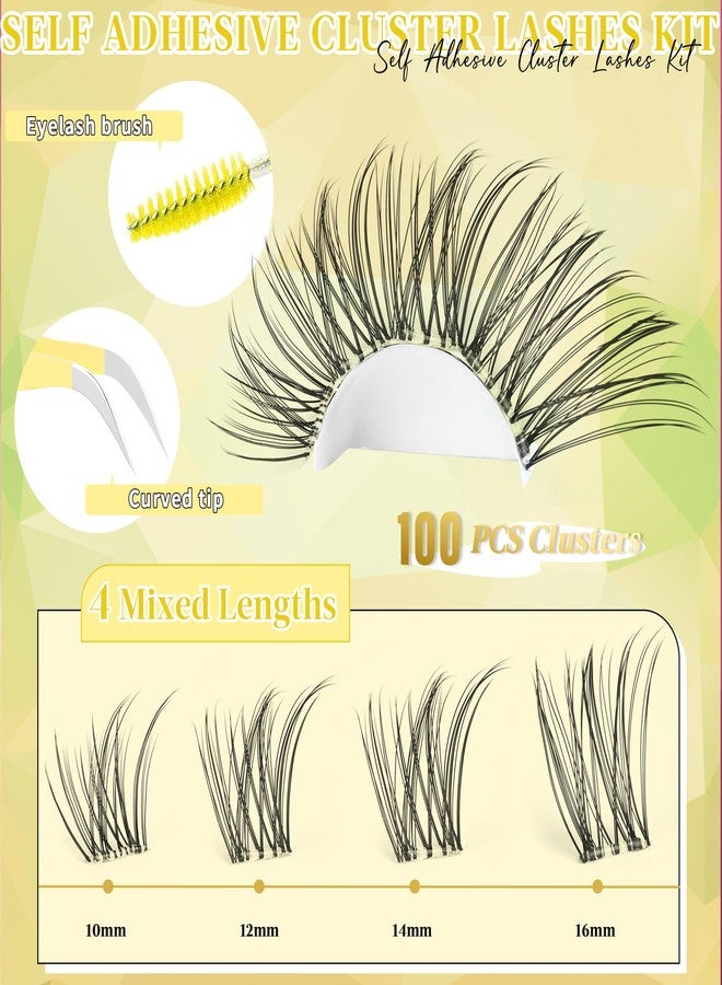Yaiseiko Self Adhesive Lash Clusters Natural Look Wispy Pre Glued Lash Clusters No Glue Needed Press on Invisible Band Lashes Clusters by Yaiseiko(10-16MM) - Image 3