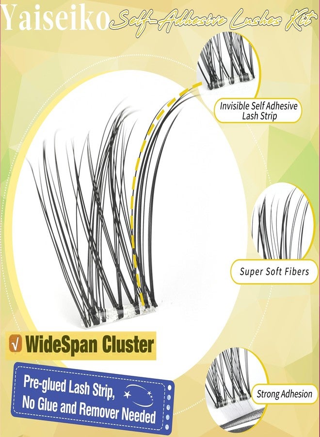 Yaiseiko Self Adhesive Lash Clusters Natural Look Wispy Pre Glued Lash Clusters No Glue Needed Press on Invisible Band Lashes Clusters by Yaiseiko(10-16MM) - Image 2