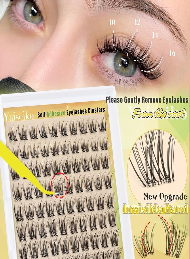 Yaiseiko Self Adhesive Lash Clusters Natural Look Wispy Pre Glued Lash Clusters No Glue Needed Press on Invisible Band Lashes Clusters by Yaiseiko(10-16MM) - Image 4