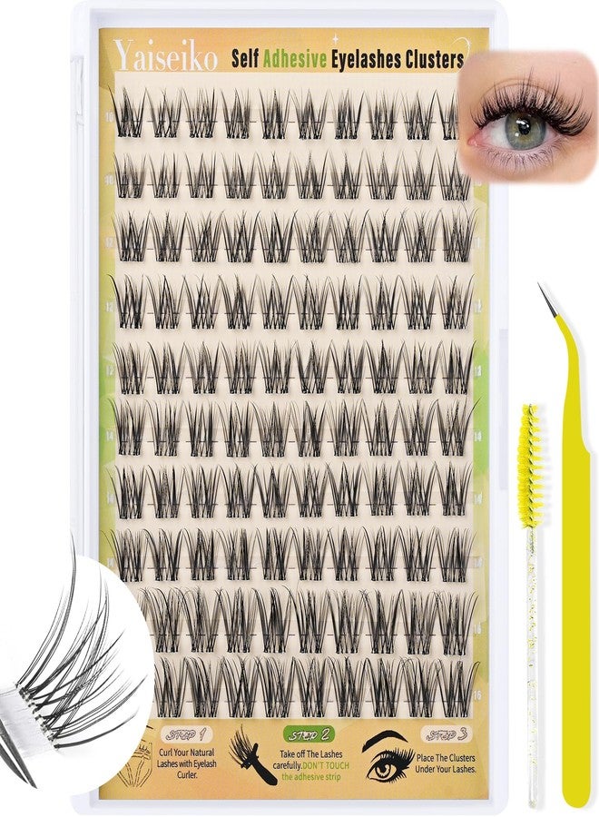 Yaiseiko Self Adhesive Lash Clusters Natural Look Wispy Pre Glued Lash Clusters No Glue Needed Press on Invisible Band Lashes Clusters by Yaiseiko(10-16MM) - Image 1
