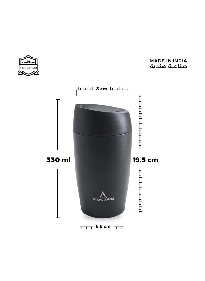 Atlasware A cup (mug) suitable for all drinks, with a capacity of 300ml. It keeps cold for 12 hours and hot for 6 hours, Black  - Image 2