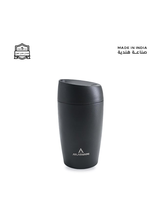 Atlasware A cup (mug) suitable for all drinks, with a capacity of 300ml. It keeps cold for 12 hours and hot for 6 hours, Black  - Image 1