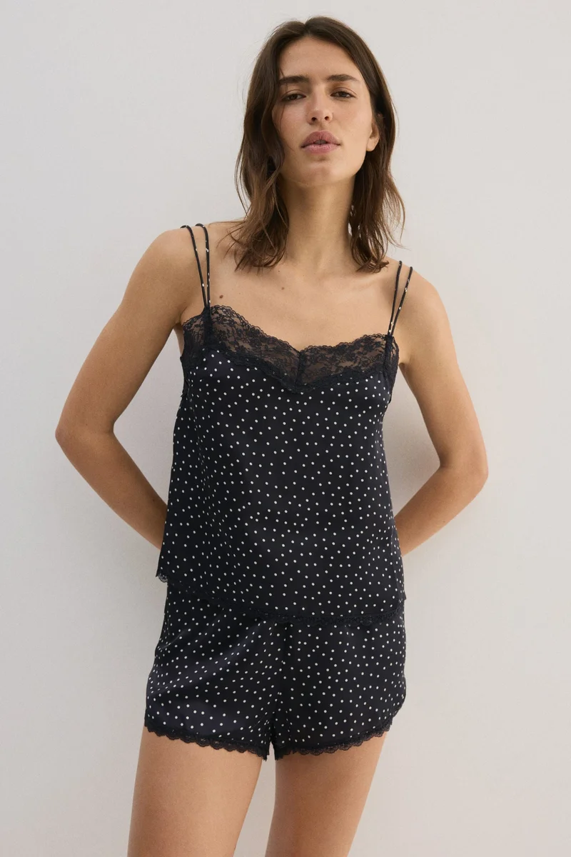 H&M Lace-trimmed satin pyjamas