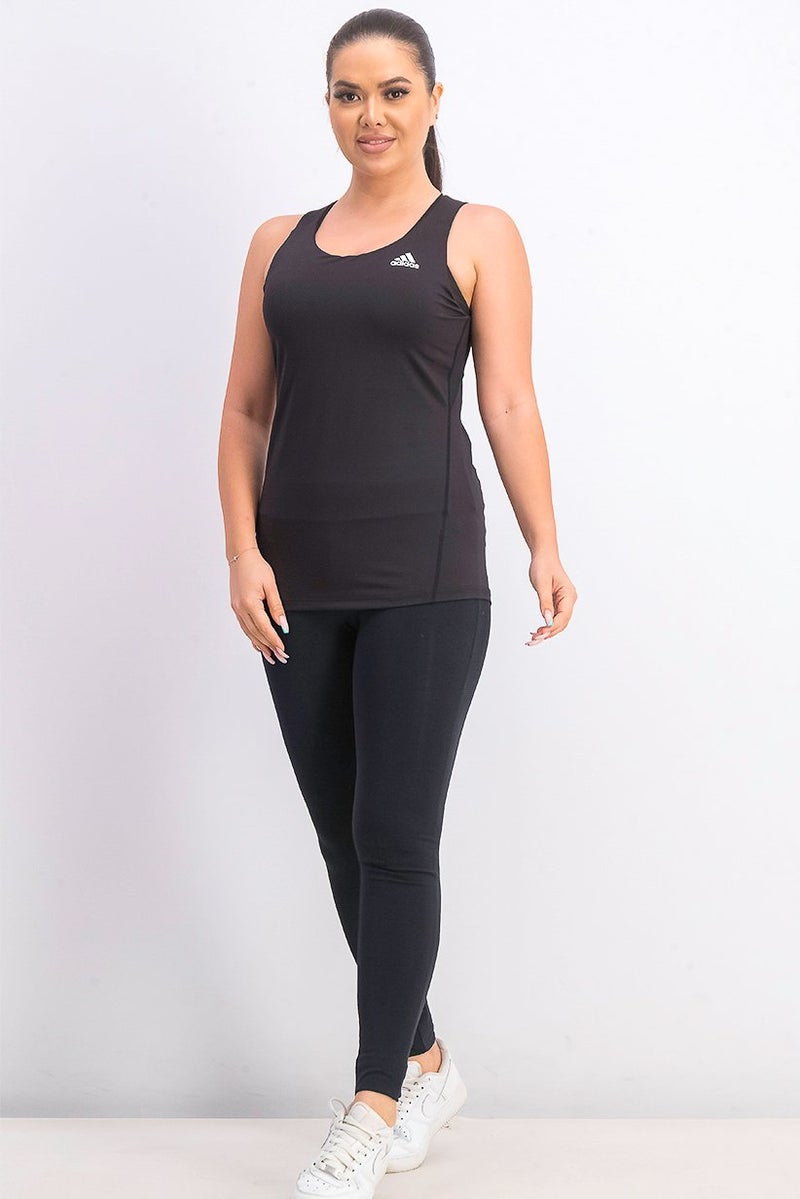 Adidas تي شيرت نسائي بشعار العلامة التجارية مع حمالة صدر مبطنة مدمجة، أسود - Image 3