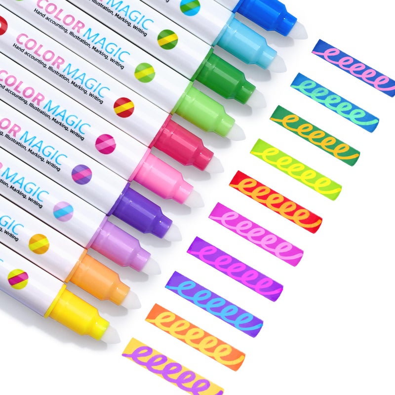 JoyCat 10 Color Changing Highlighter Pens,Dual Tip Magic Markers,Assorted Fluorescent Colors for Art Journaling,Note Taking&School Office Journaling Supplies,No Bleed,Ideal gift▮ for Kids&Adult - Image 1