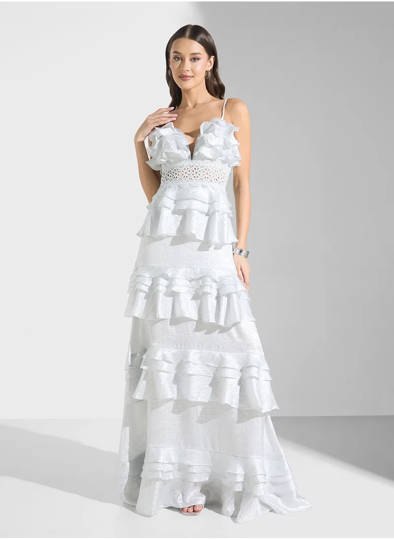 ترو ديكادينس V-Neck  Ruffle Maxi Dress