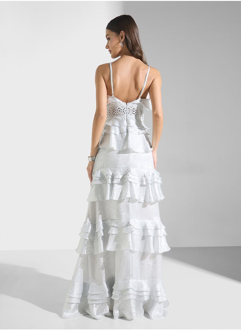 True Decadence V-Neck  Ruffle Maxi Dress  - Image 2