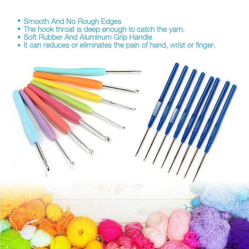 DUOMI Qzep Crochet Set 53 Pcs Sewing Knitting Needle Hook SetSewing Knitting Needle Kit with 16pcs Soft Grip Handles Hooks 06mm6mm 1 Scissor 1 Tape Measure 3 Tapestry for Hand Knitted - Image 3