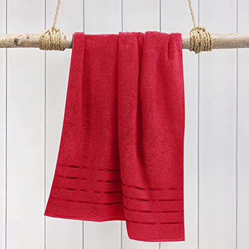 Spread Spain 100% Cotton Face Towel, Roman Face Towel Set of 2, 600 GSM, Super Absorbent, Soft & Quick Dry Towels for Gym, Sports, Travel, Suitable for Acne Prone Skin (30x30cm, Red) - Image 1