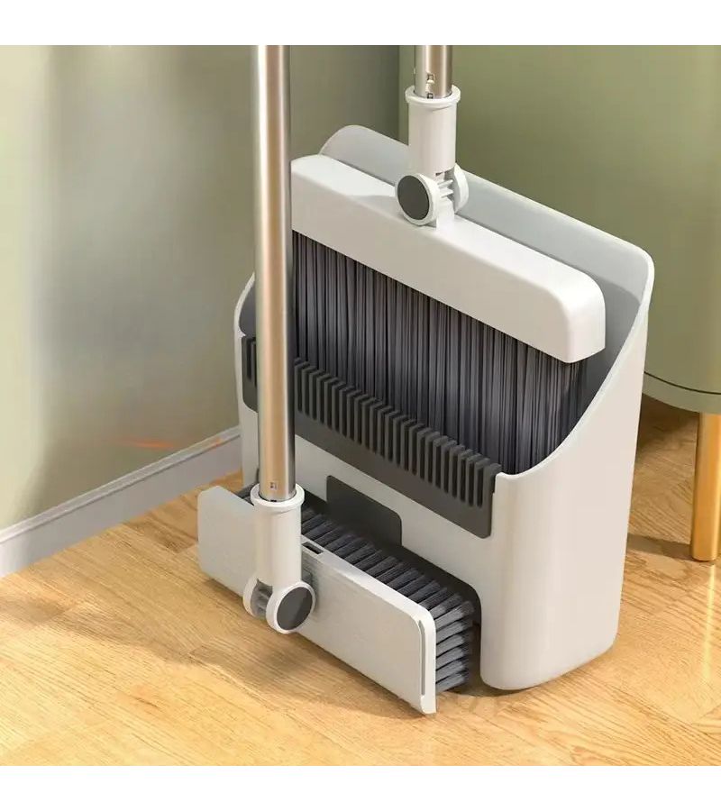 White Three Piece Suit Three In One Home Cleaning Kit Essential Furniture Cleaning Tools Soft Bristle Broom Dustpan And Brush Non Stick Hair For Home Office School Dorm - Image 3