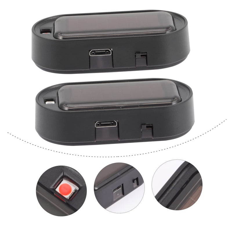ضوء تحذير سرقة السيارة LED يعمل بالطاقة الشمسية مع وميض، قطعتين قابلة لإعادة الشحن عبر USB - Image 4
