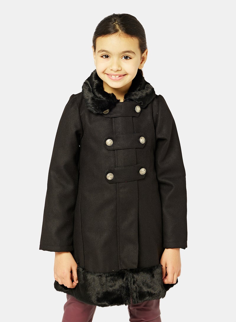 Jodi Mini Girls Coat with Fur Lining and Hems - Image 1