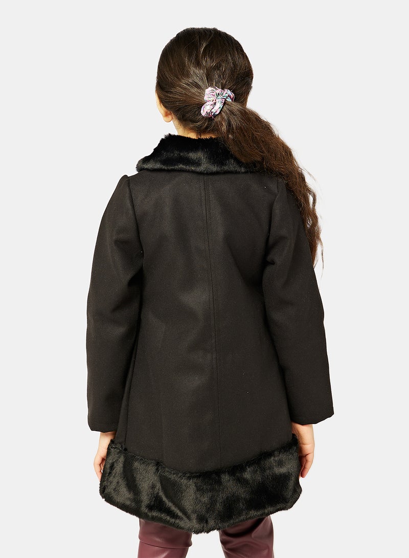 Jodi Mini Girls Coat with Fur Lining and Hems - Image 2