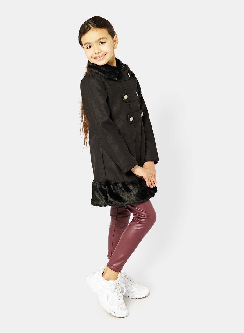 Jodi Mini Girls Coat with Fur Lining and Hems - Image 3