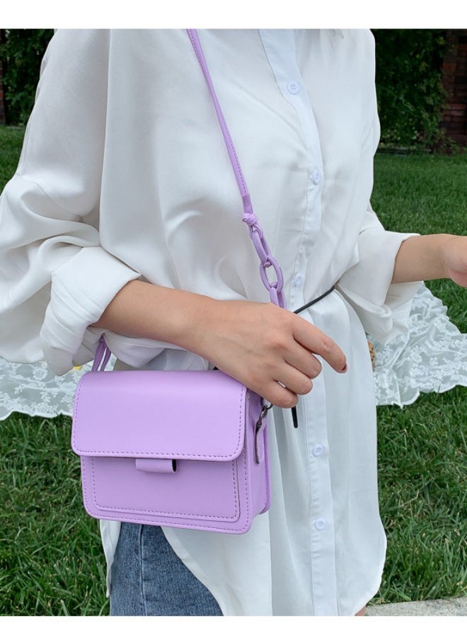 WAOKN - Women's Fashion Retro Crossbody Bag, Casual Fashion Chain Shoulder Bag Messenger Bag for Ladies, College Student Versatile Flip Style Simple Tote Bag Carrying Bag（Purple) - Image 1