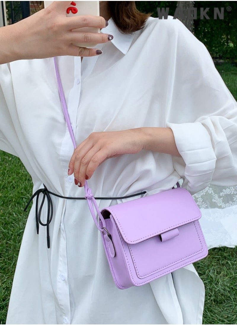 WAOKN - Women's Fashion Retro Crossbody Bag, Casual Fashion Chain Shoulder Bag Messenger Bag for Ladies, College Student Versatile Flip Style Simple Tote Bag Carrying Bag（Purple) - Image 1