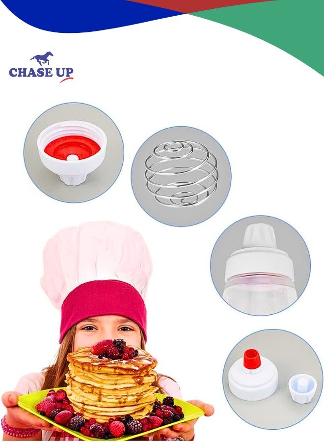 Chase Up [1000ml] Hand Pancake Batter Dispenser with Wire Whisk - Squeeze Bottle Shaker for Cupcakes, Crepes, Muffins & More - Image 2