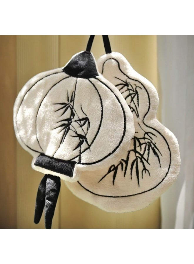 2pcs Chinese Style Calabash And Lantern Shaped Hand Towel, Bathroom Wall-Mounted Coral Fleece Handkerchief, Absorbent And Soft Hand Towels，Home Decoration - Image 3