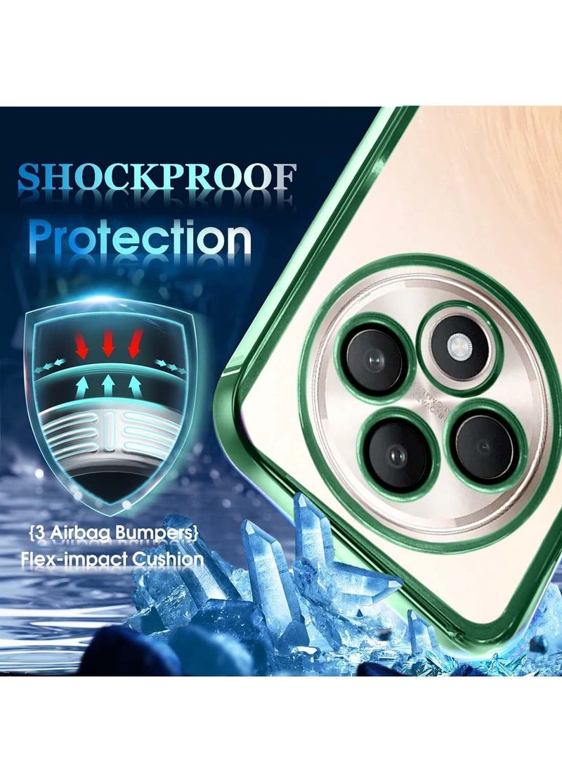 Wtech Oppo Reno12 F 4G / 5G 2024 PU Luxury Plating Raised Lips Camera Hole Case Cover - Dark Green - Image 3