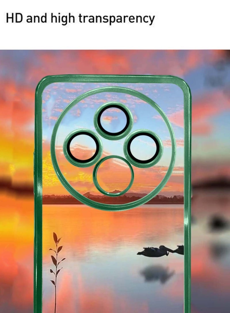 Wtech Oppo Reno12 F 4G / 5G 2024 PU Luxury Plating Raised Lips Camera Hole Case Cover - Dark Green - Image 5