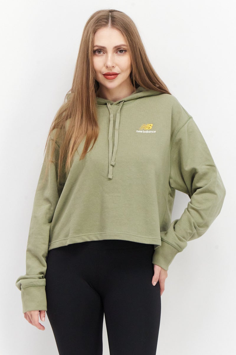 New Balance Women Sportswear Fit Long Sleeve Training Sweatshirts, Light Olive  - Image 1