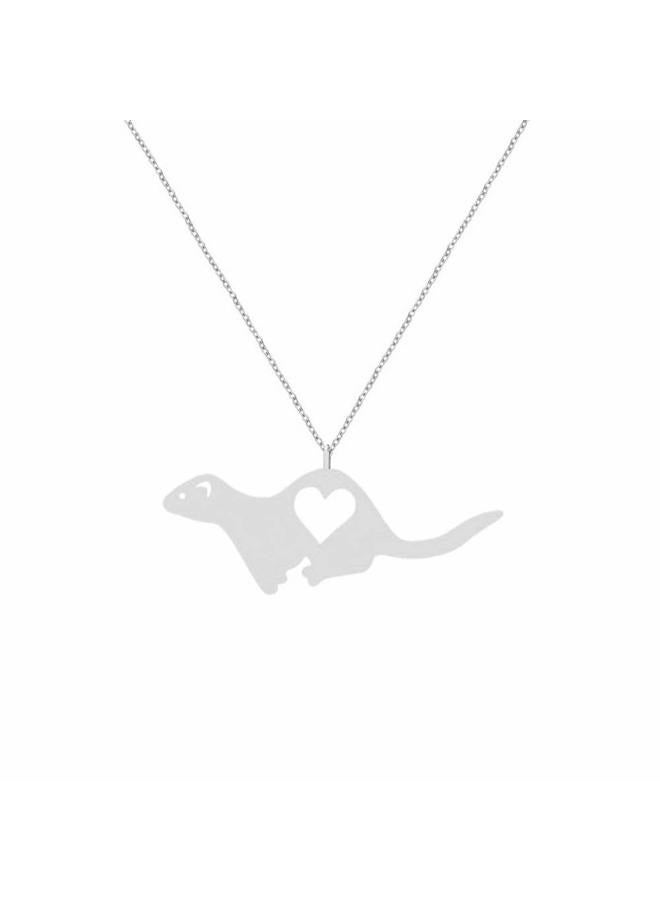 NOUMANDA Fashion Ferret Engraved Love Heart Necklace Classic Animal Hollow Pendant Jewelry, Metal - Image 1