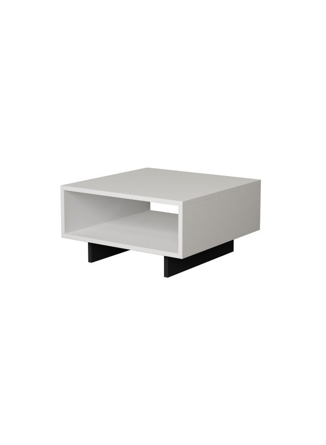 Mourah Home Hola Modern Square Coffee Table Centre Table For Living Room Office Industrial Sofa Table| For Small Spaces Living Room Bedroom|32X60X60Cm | White/Dark Grey  - Image 4