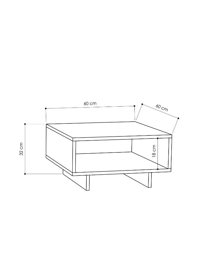 Mourah Home Hola Modern Square Coffee Table Centre Table For Living Room Office Industrial Sofa Table| For Small Spaces Living Room Bedroom|32X60X60Cm | White/Dark Grey  - Image 5