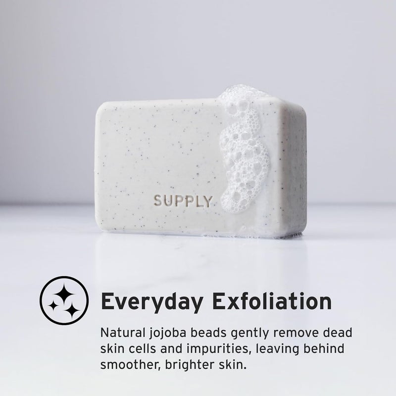 Supply Exfoliating Bar Soap for Men Mens Bar Soap with Jojoba Beads Shea Butter Aloe Deep Cleansing Moisturizing Soap Bar White Birch Sage Scent 7 oz - Image 2