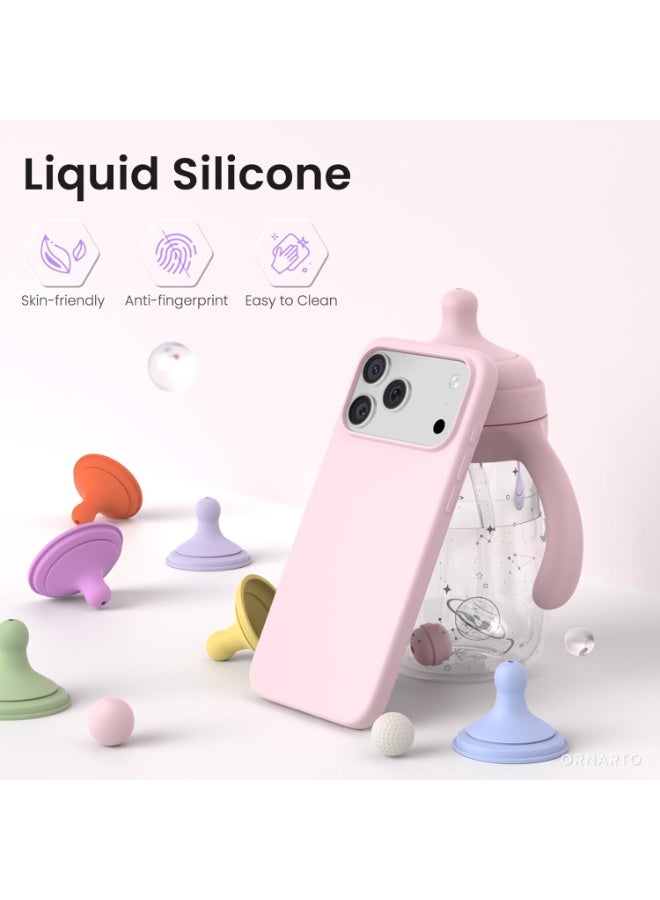 Pink Soft Liquid Silicone Phone Case for iPhone 17 Pro Max - Shockproof & Anti-Scratch - Image 2