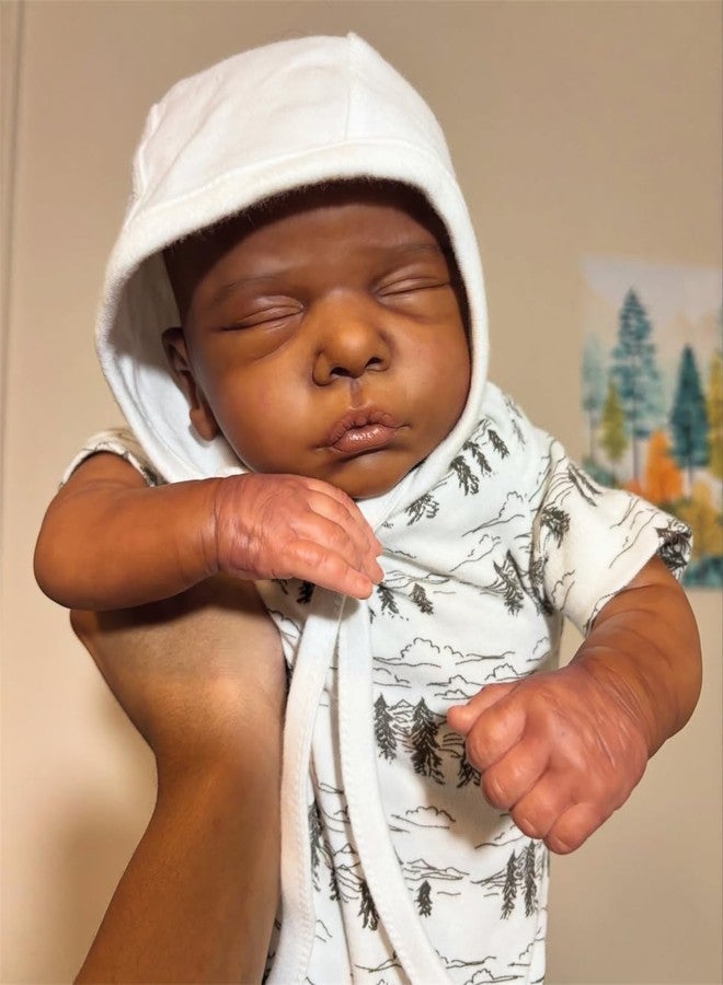 GYCV Reborn Baby Dolls Black Boy 19 Inch Realistic Dark Skin Newborn Doll Soft Body African American Life Like Baby Dolls that Look Real Black Reborn Baby Toys with Accessories Xmas Gift for Kids - Image 1