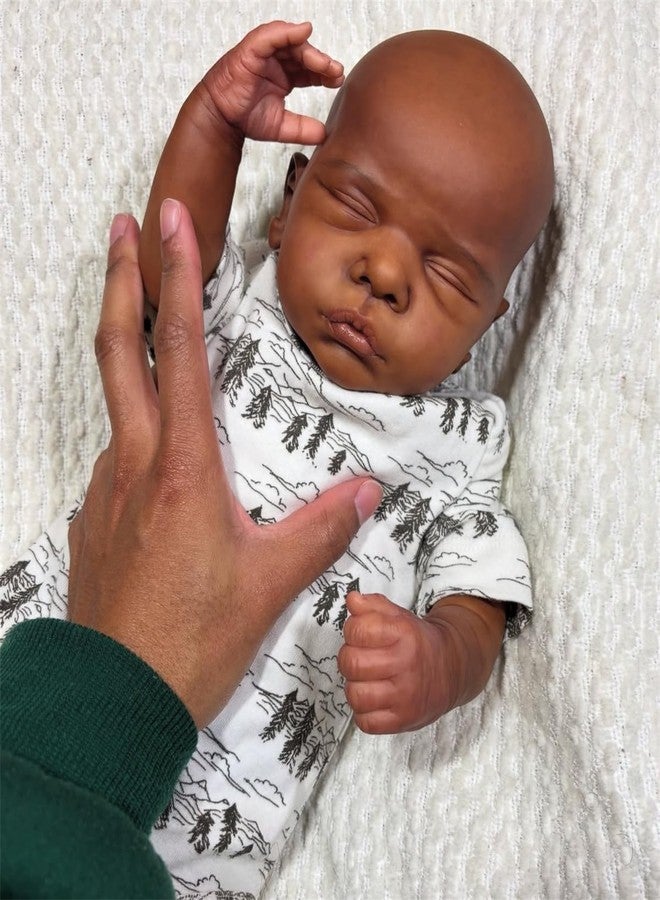 GYCV Reborn Baby Dolls Black Boy 19 Inch Realistic Dark Skin Newborn Doll Soft Body African American Life Like Baby Dolls that Look Real Black Reborn Baby Toys with Accessories Xmas Gift for Kids - Image 3