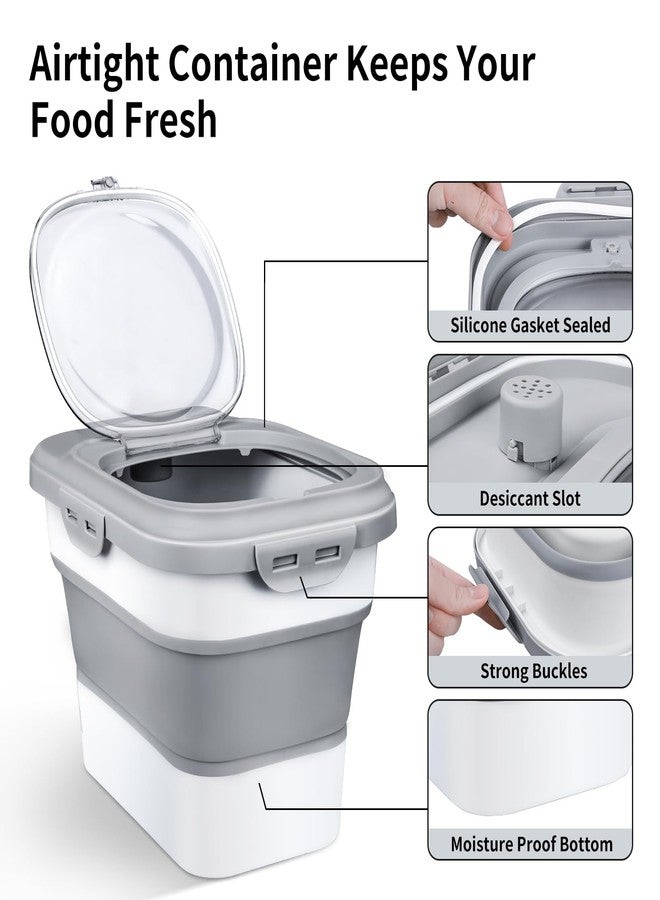 Komzon Rice Storage Container, Collapsible Airtight Food Storage Containers 6-20 Lbs, Rice Dispenser with Measuring Cup and Small Bin for Flour Cereal Pasta Grain, Cat Pet Dog Bird Food Container - Image 4