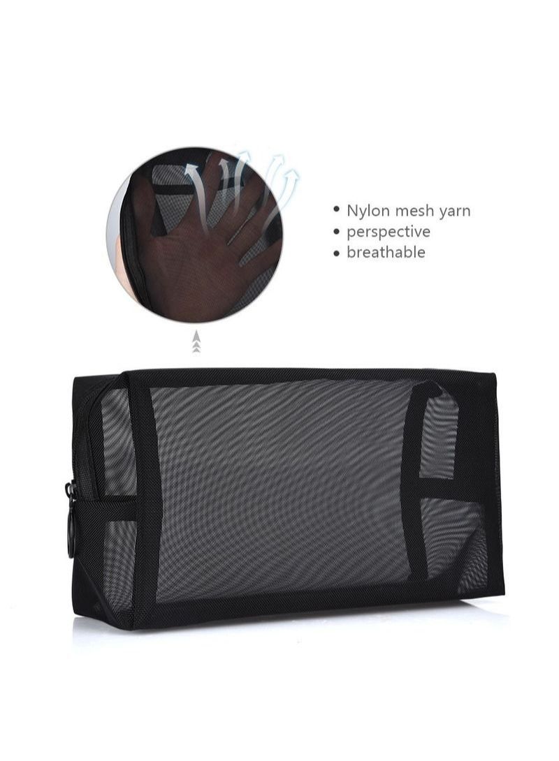 NIBEMINENT 3Pcs Black Mesh Cosmetic Bag Set - Image 4