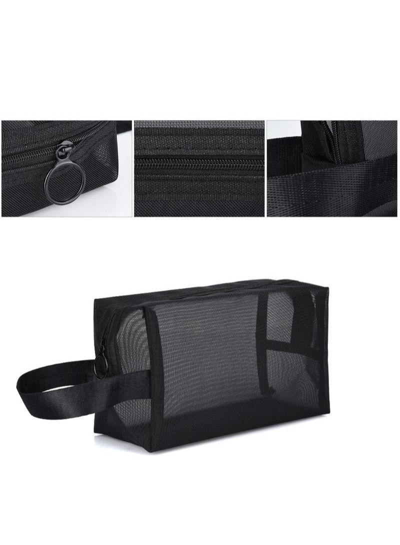 NIBEMINENT 3Pcs Black Mesh Cosmetic Bag Set - Image 5