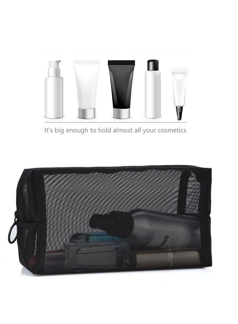 NIBEMINENT 3Pcs Black Mesh Cosmetic Bag Set - Image 3