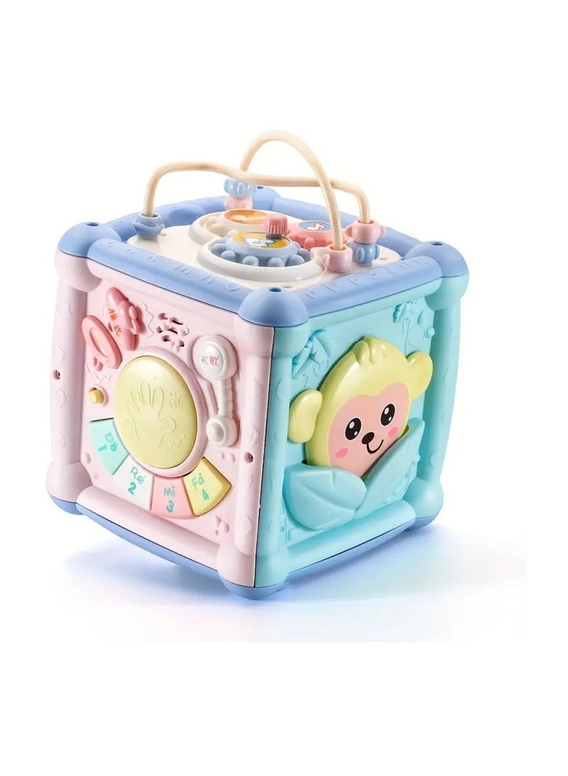 Gonice Baby Toys, Wrap Around Beads Shape Matching Building Blocks Rattle Early Education Puzzle Six-sided Body Boys And Girls Percussion - Image 1