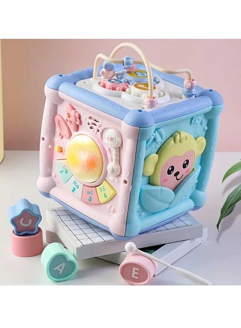 Gonice Baby Toys, Wrap Around Beads Shape Matching Building Blocks Rattle Early Education Puzzle Six-sided Body Boys And Girls Percussion - Image 5