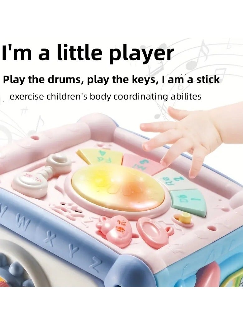 Gonice Baby Toys, Wrap Around Beads Shape Matching Building Blocks Rattle Early Education Puzzle Six-sided Body Boys And Girls Percussion - Image 4