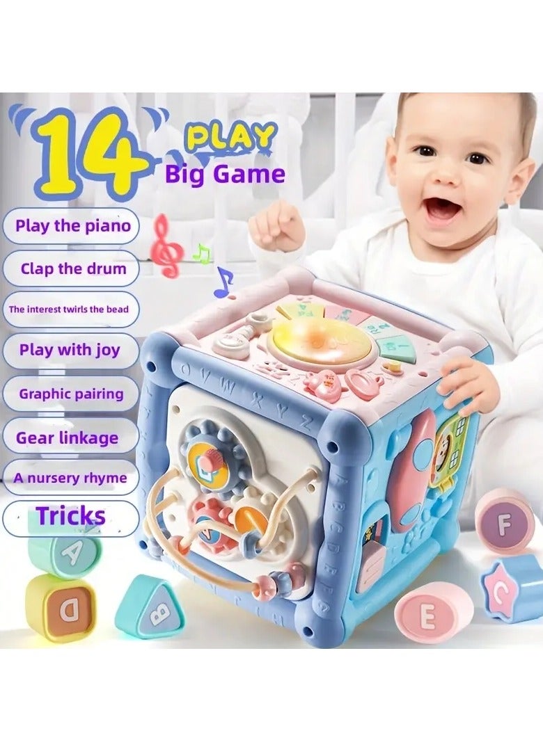 Gonice Baby Toys, Wrap Around Beads Shape Matching Building Blocks Rattle Early Education Puzzle Six-sided Body Boys And Girls Percussion - Image 3